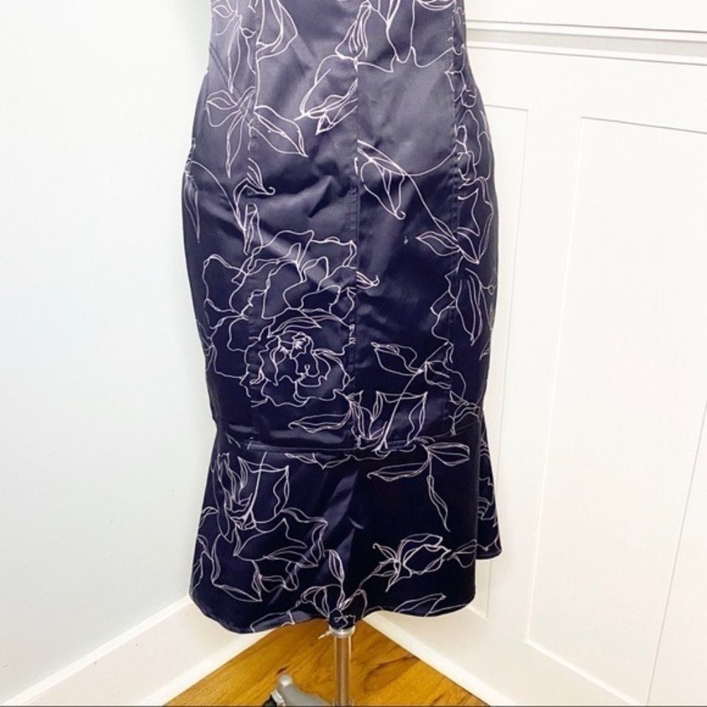David Meister Floral Flounce Hem Sheath Dress Cocktail Party 6 Small - Picture 4 of 11